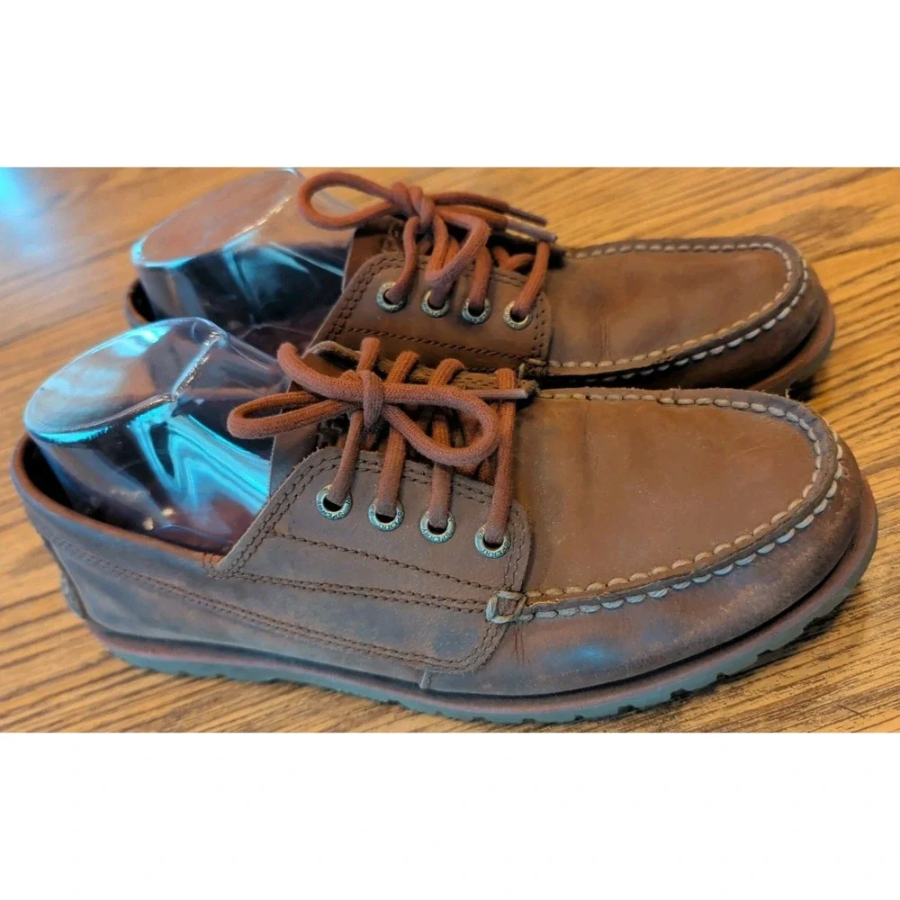 Men's‎ Sperry Top Sider 4-Eye Boat Shoes Brown Leather Size 8M Pre-Owned